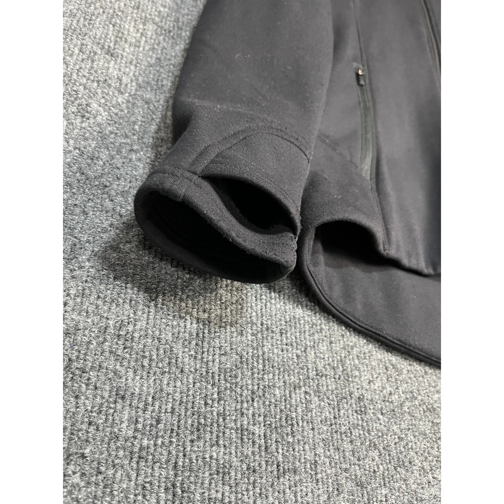 Athleta Womens Black Full Zip Hooded Jacket Reflective Trim Thumbhole Cuff Sz M - Picture 6 of 14
